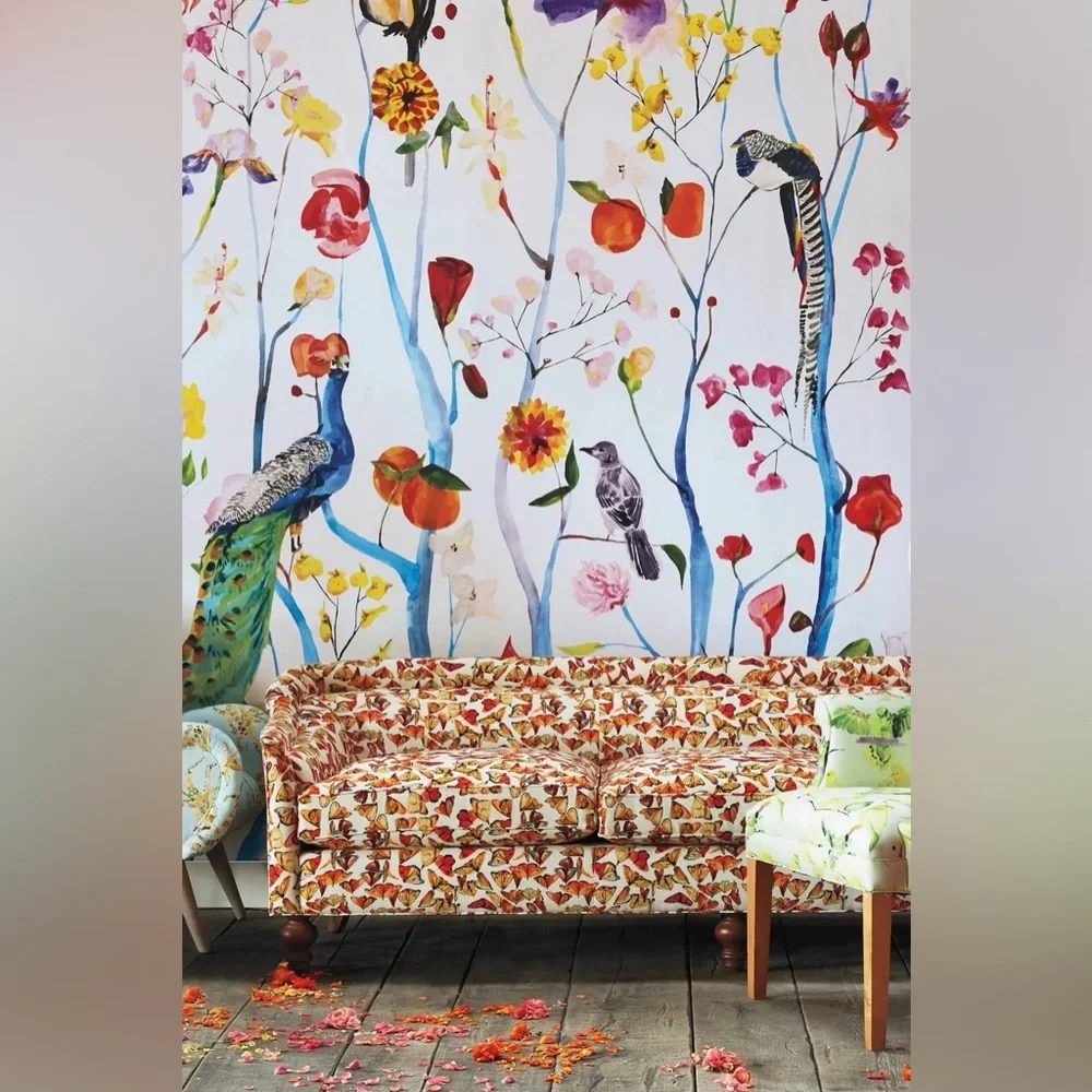 New Anthropologie Home Decor Voutsa Garden Chinoiserie Mural Wallpaper 9’x9’